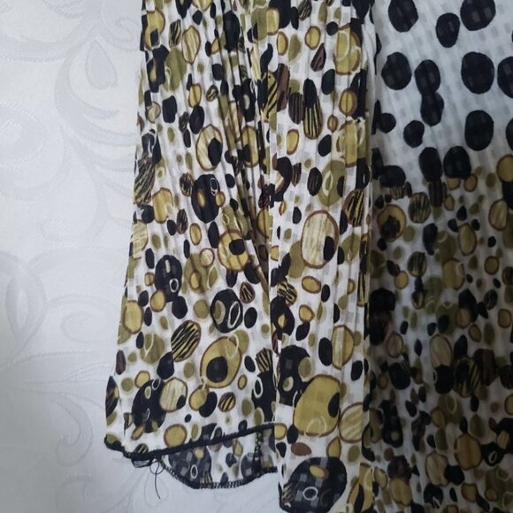 Ladies women's top blouse Lightweight pleated black green white  dots - Picture 4 of 7